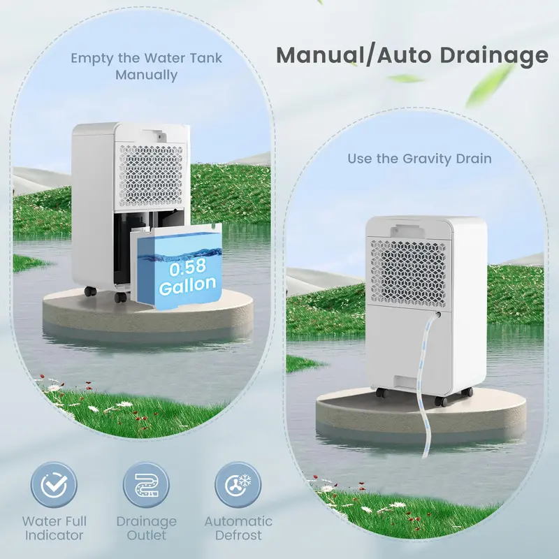 32-Pint Home Dehumidifier with Child Lock, Sleep Mode & Color-Coded LED Indicator