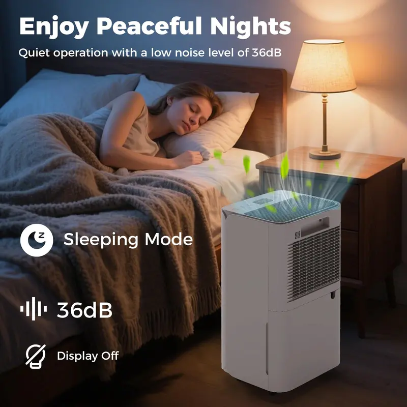 32-Pint Portable Dehumidifier for Homes & Basements – 2,000 Sq. Ft Coverage with Continuous Drainage