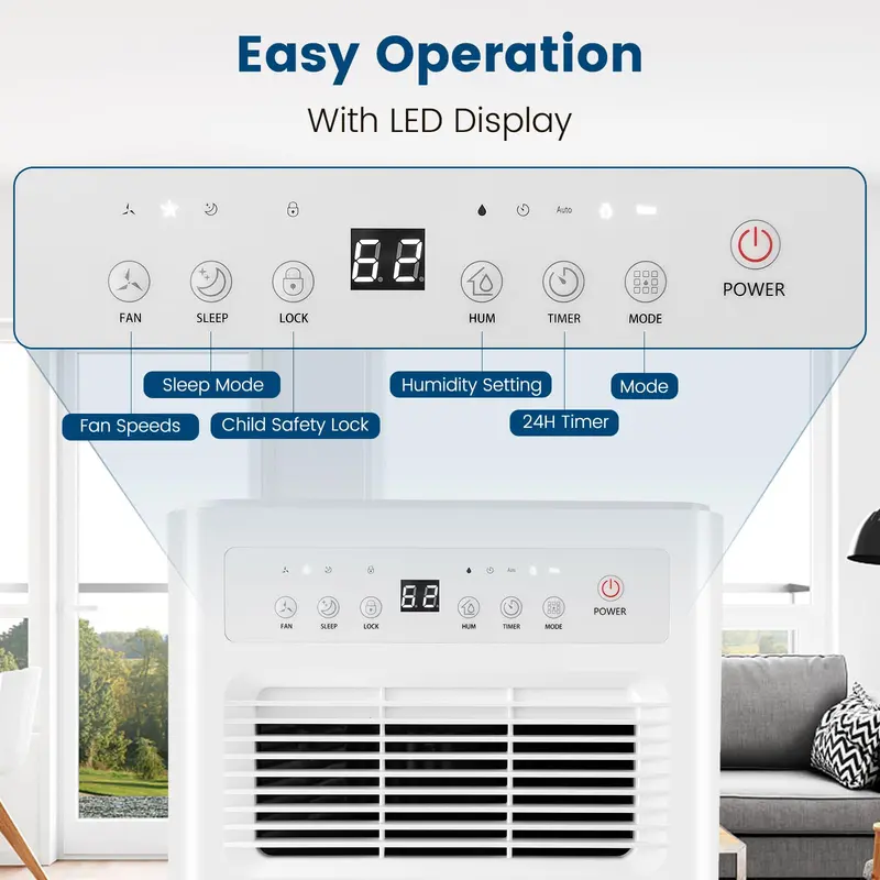 32-Pint Ultra-Quiet Dehumidifier for Rooms up to 2500 Sq. Ft – Sleep Mode Enabled
