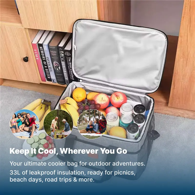 33-Liter Insulated Cooler Bag – Waterproof, Spacious Outdoor Carryall for Picnics & Adventures 2