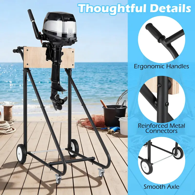 330-LB Capacity Boat Motor Stand with Four Swivel Rubber Casters