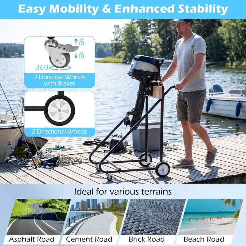 330-LB Capacity Boat Motor Stand with Four Swivel Rubber Casters
