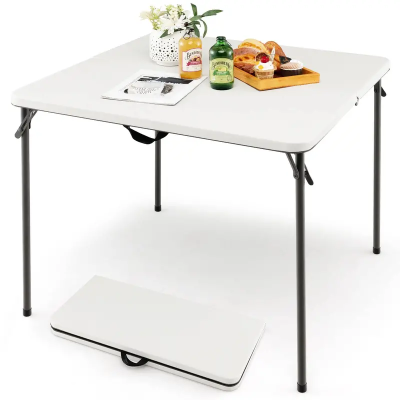 34-Inch Square Folding Card Table – Lightweight Plastic Portable Table