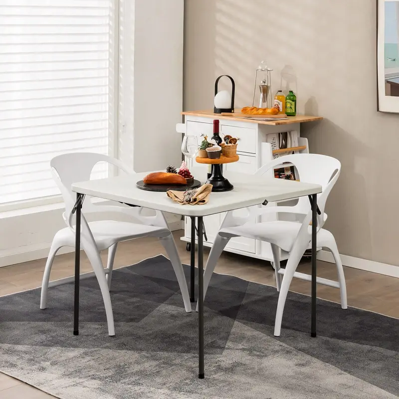 34-Inch Square Folding Card Table – Lightweight Plastic Portable Table