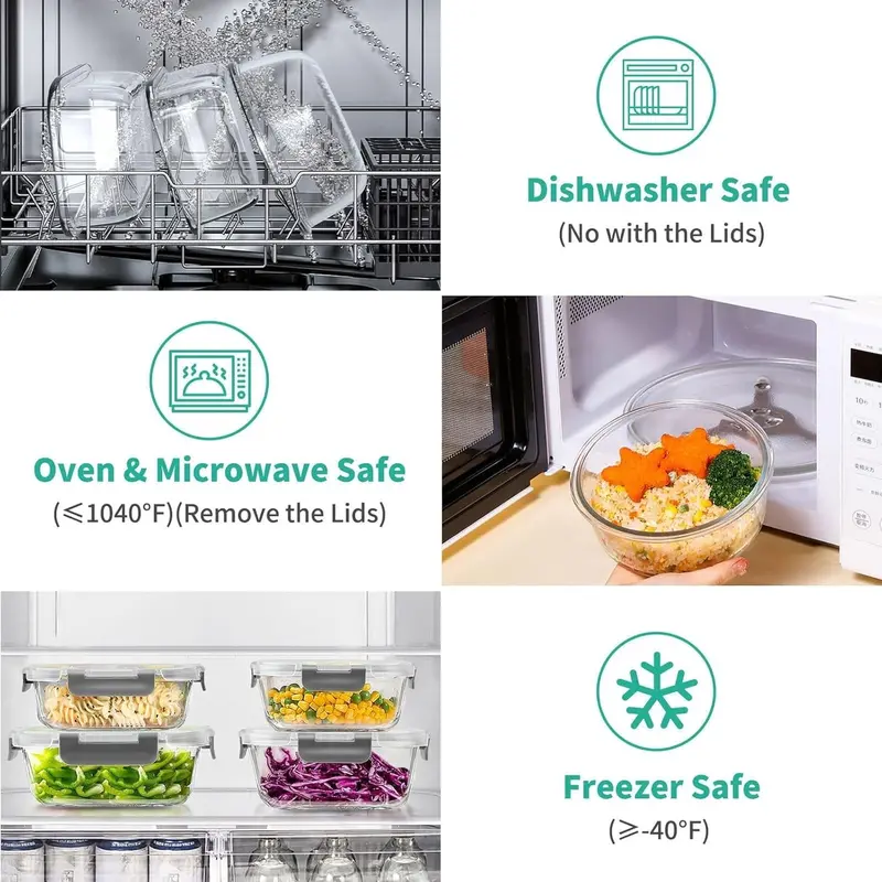 34-Piece Airtight Glass Food Storage Set – 17 Containers + 17 Lids for Meal Prep (Grey)