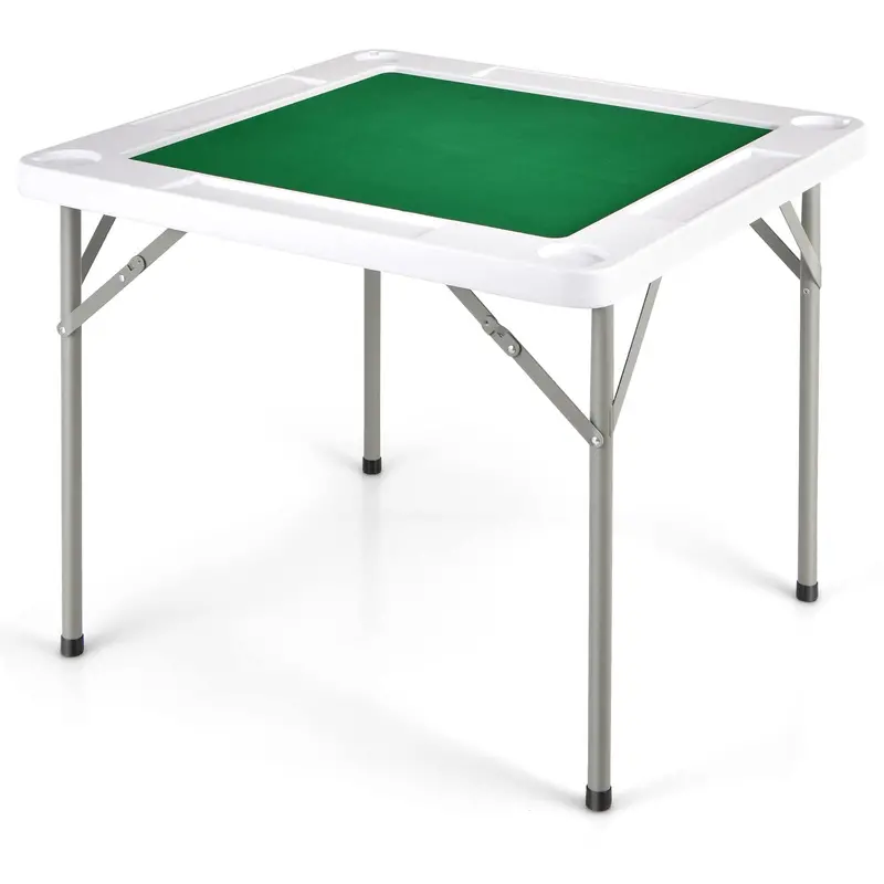 35-Inch Portable Mahjong Table – Square Folding Poker Table with Durable PVC Surface