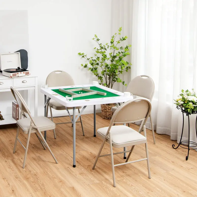 35-Inch Portable Mahjong Table – Square Folding Poker Table with Durable PVC Surface 2