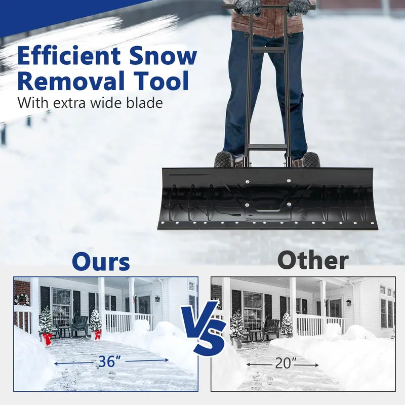 36-Inch Heavy-Duty Adjustable Snow Shovel with 7-Position Angled Steel Blade for Driveways 2