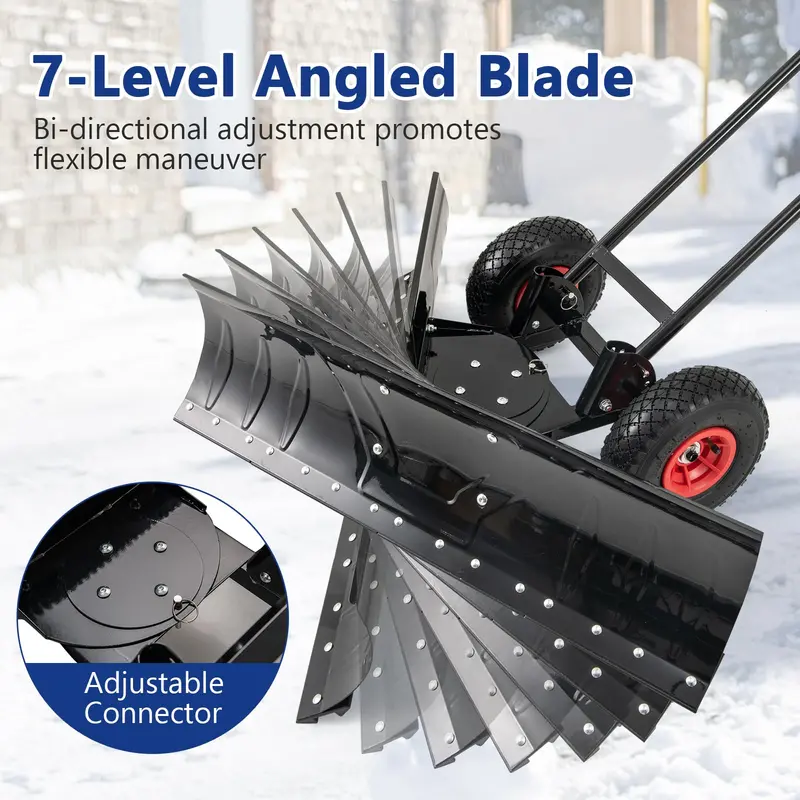 36-Inch Heavy-Duty Adjustable Snow Shovel with 7-Position Angled Steel Blade for Driveways