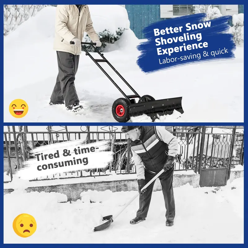 36-Inch Heavy-Duty Adjustable Snow Shovel with 7-Position Angled Steel Blade for Driveways