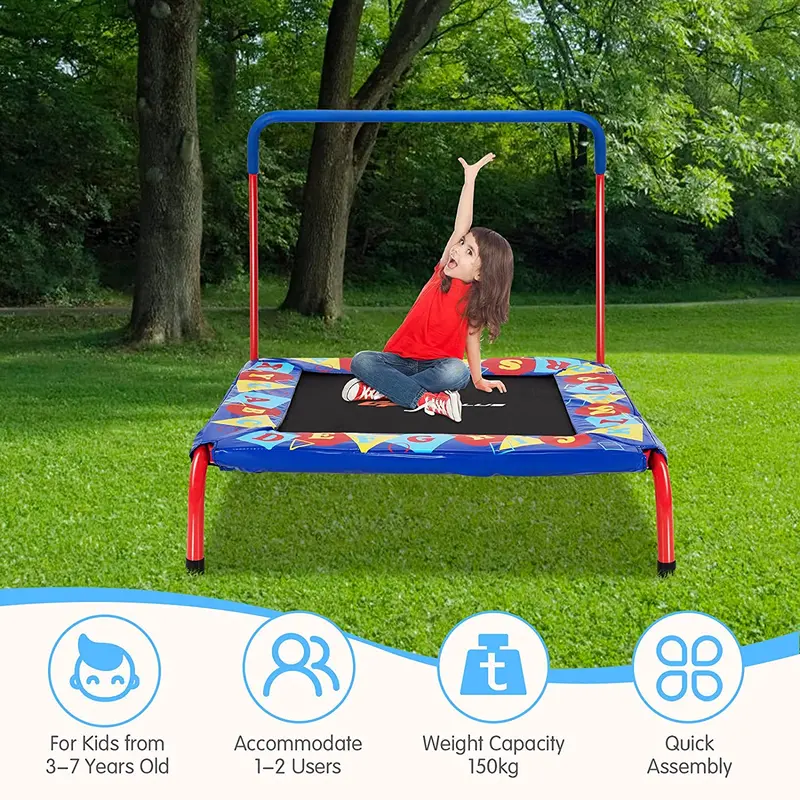36-Inch Square Toddler Trampoline – Heavy-Duty Mini Trampoline with 330 lb Capacity