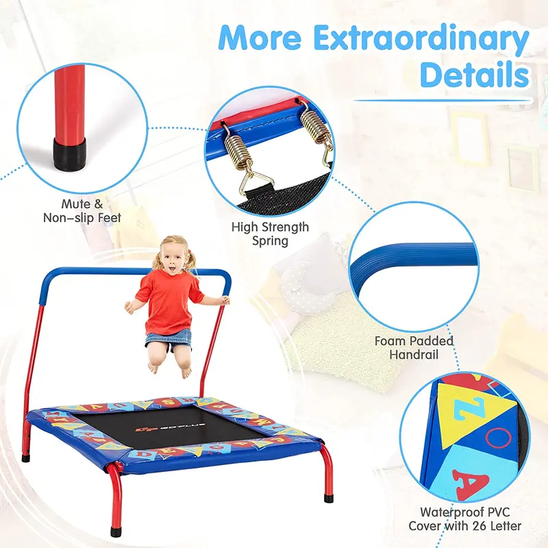 36-Inch Square Toddler Trampoline – Heavy-Duty Mini Trampoline with 330 lb Capacity