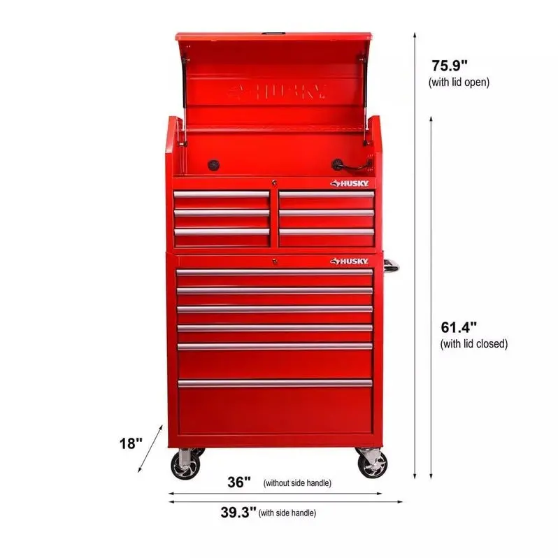 36-Inch Tool Storage Combo – 12-Drawer Chest with Cabinet Base for Workshop Organization