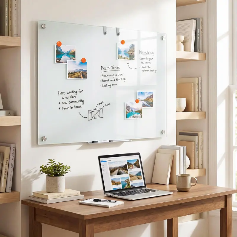 36" x 24" Magnetic Glass Dry-Erase Board – Includes Eraser, Modern Whiteboard Surface