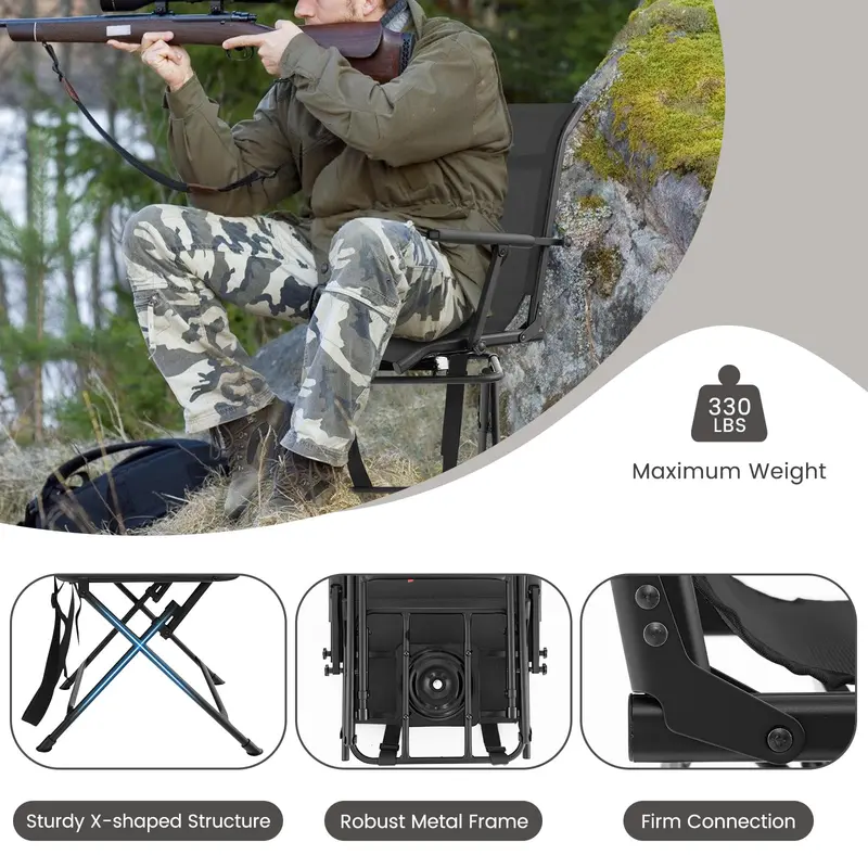360° Swivel Hunting Blind Chair with Portable Carry Strap