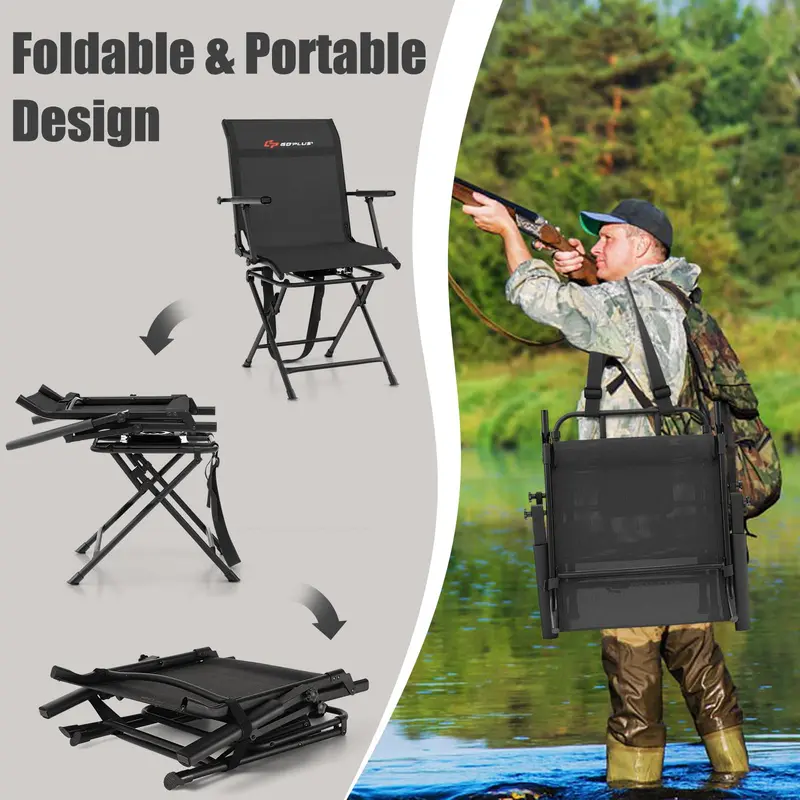 360° Swivel Hunting Blind Chair with Portable Carry Strap