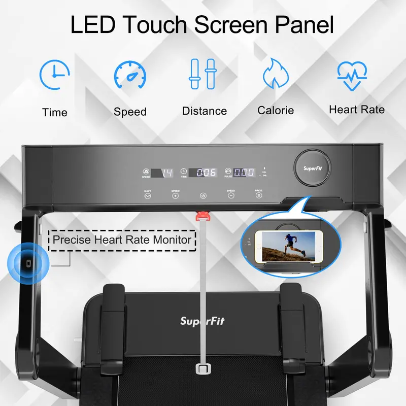 4.0 HP Folding Treadmill – Superfit Electric Treadmill with LED Touchscreen Display 2
