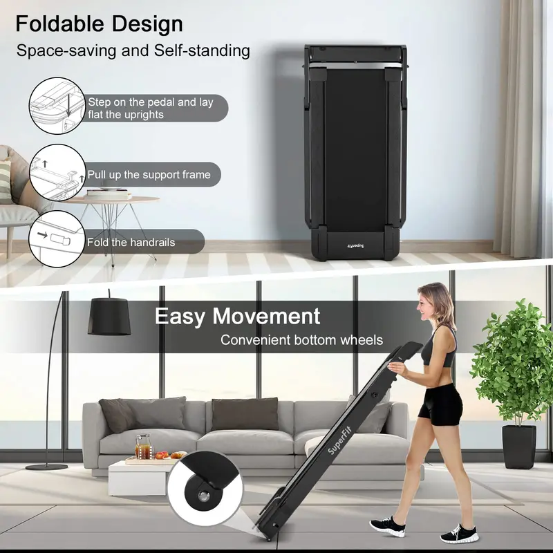 4.0 HP Folding Treadmill – Superfit Electric Treadmill with LED Touchscreen Display