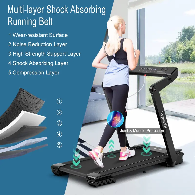 4.0 HP Folding Treadmill – Superfit Electric Treadmill with LED Touchscreen Display