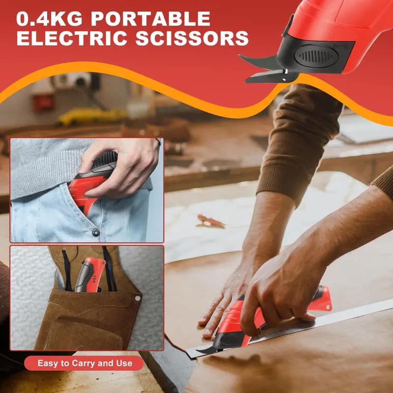 4.2V Cordless Electric Scissors Kit – Three Interchangeable Blades for Precision Cutting on Fabric, Carpet, and Packaging 2