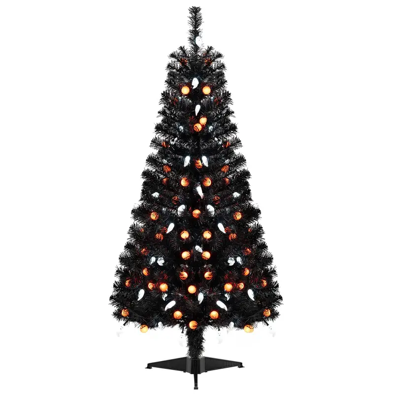 4.5 ft Spooky Pre-Lit Halloween Tree – Interactive Decor with 6 Light Modes & Music-Synced Effects