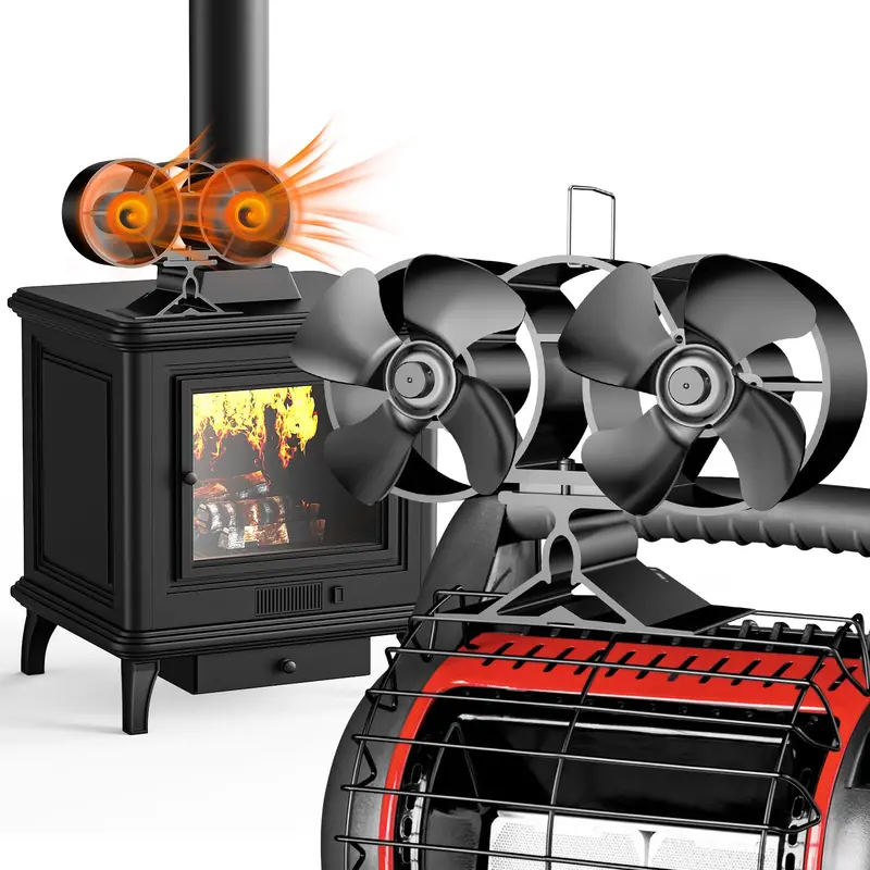 4-Blade Heat-Powered Fireplace Fan | Silent Wood Stove Air Circulator