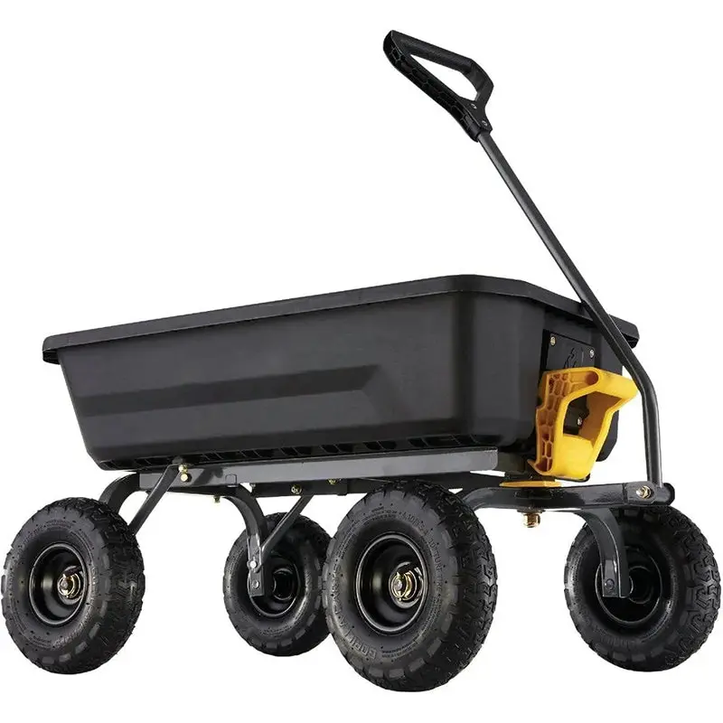 4-Cu.-Ft. No-Flat Poly Garden Dump Cart – Black, Exclusive Model