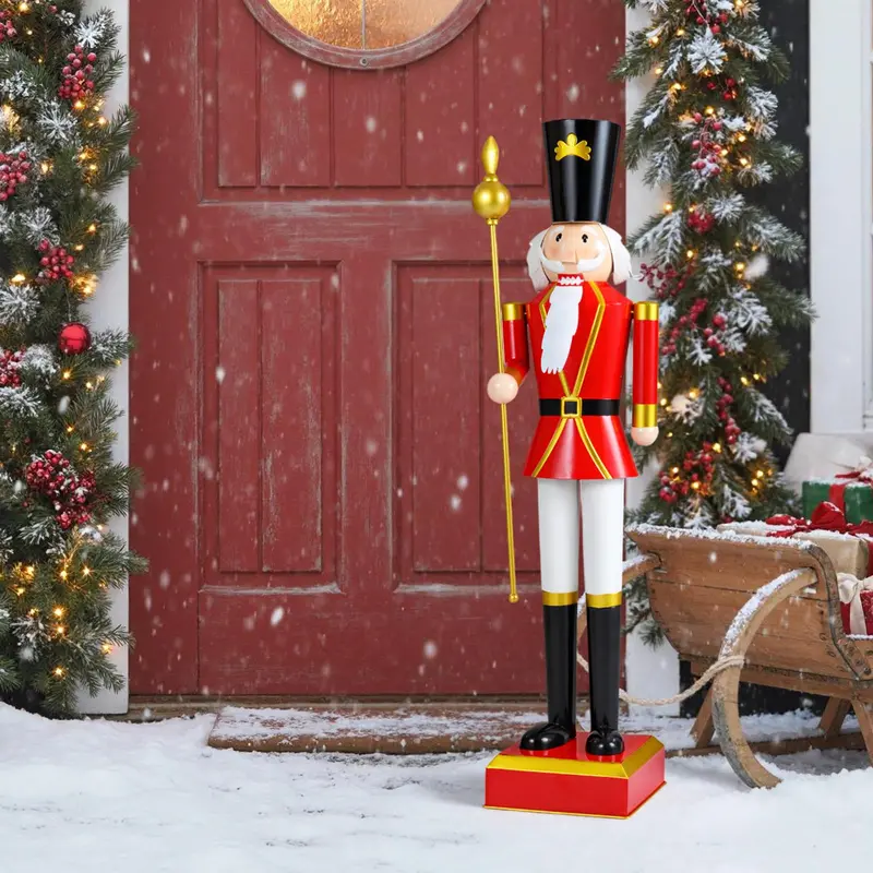 4-Foot Decorative Nutcracker Figure – Traditional Uniform, Tall Hat, Scepter, and Boots 2