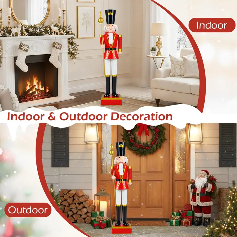 4-Foot Decorative Nutcracker Figure – Traditional Uniform, Tall Hat, Scepter, and Boots