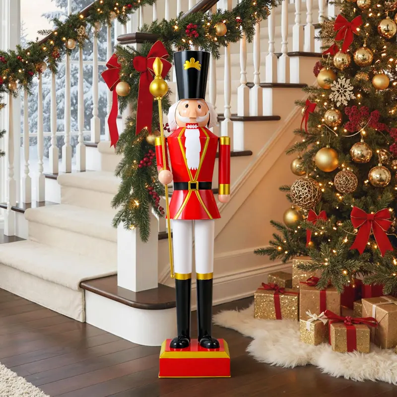 4-Foot Decorative Nutcracker Figure – Traditional Uniform, Tall Hat, Scepter, and Boots
