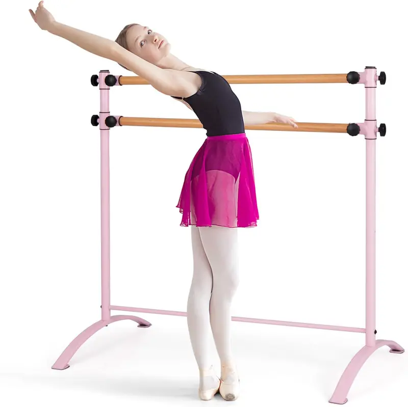 4-Foot Freestanding Ballet Barre – Double-Rail Adjustable Design with Non-Slip Base
