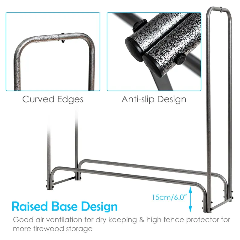 4-Foot Heavy-Duty Outdoor Firewood Rack with Weather-Resistant Cover