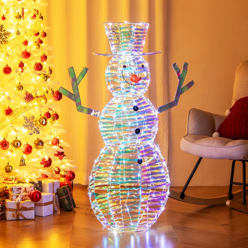 4-Foot Light-Up Snowman – Festive Holiday Decoration with 100 Energy-Efficient LED Lights 2