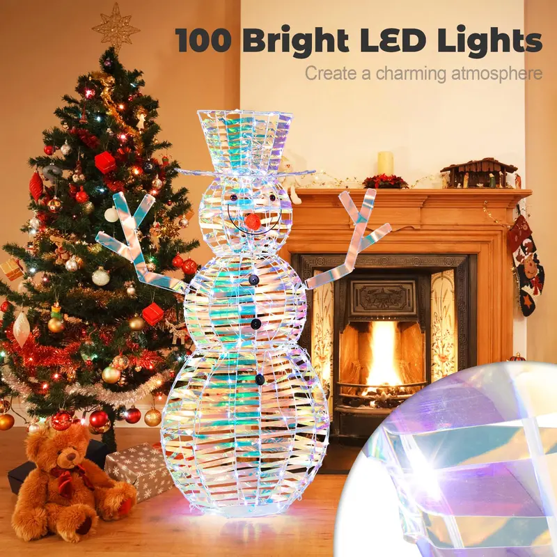 4-Foot Light-Up Snowman – Festive Holiday Decoration with 100 Energy-Efficient LED Lights