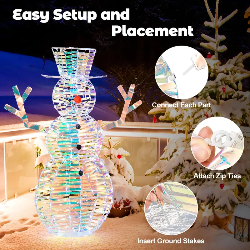 4-Foot Light-Up Snowman – Festive Holiday Decoration with 100 Energy-Efficient LED Lights