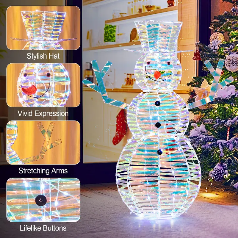 4-Foot Light-Up Snowman – Festive Holiday Decoration with 100 Energy-Efficient LED Lights
