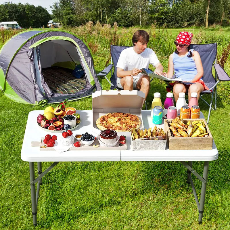 4-Foot Portable Folding Table – 400 lb Load Rating, Adjustable Indoor/Outdoor HDPE Table 2