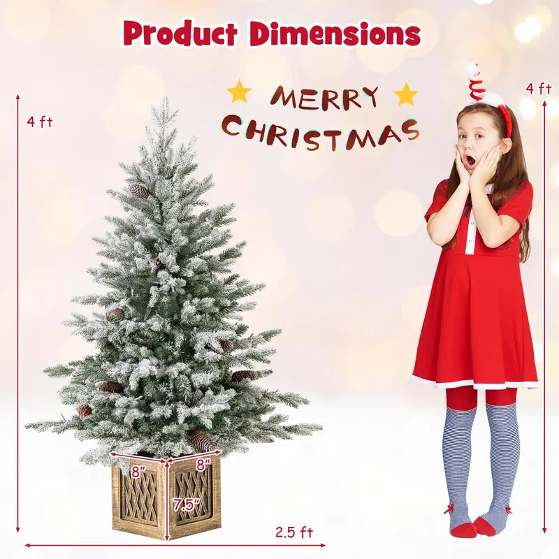4-Foot Pre-Lit Entrance Christmas Tree with 231 Branch Tips and 100 Energy-Efficient LEDs