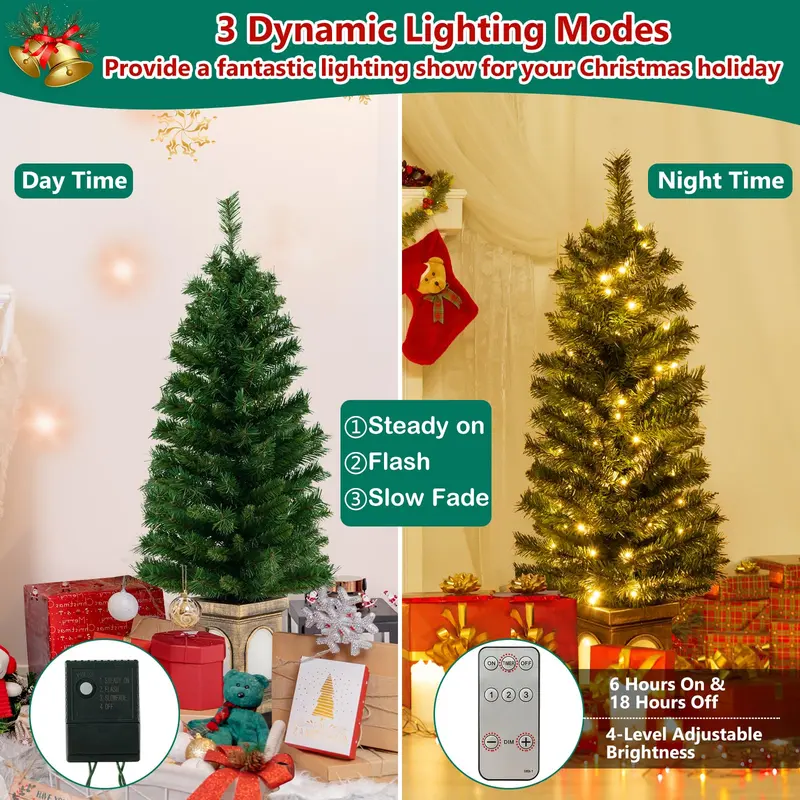 4-Foot Pre-Lit Entryway Christmas Tree for Small Spaces