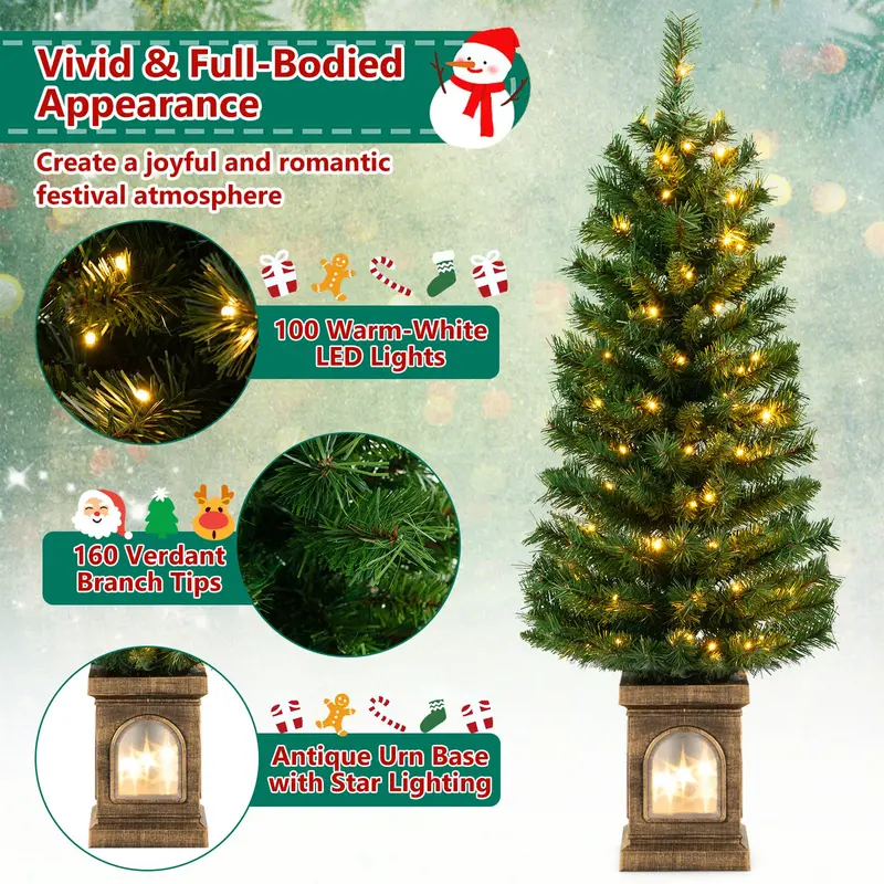 4-Foot Pre-Lit Entryway Christmas Tree for Small Spaces