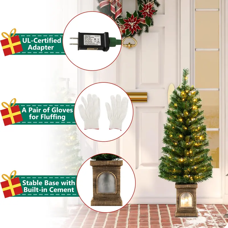 4-Foot Pre-Lit Entryway Christmas Tree for Small Spaces