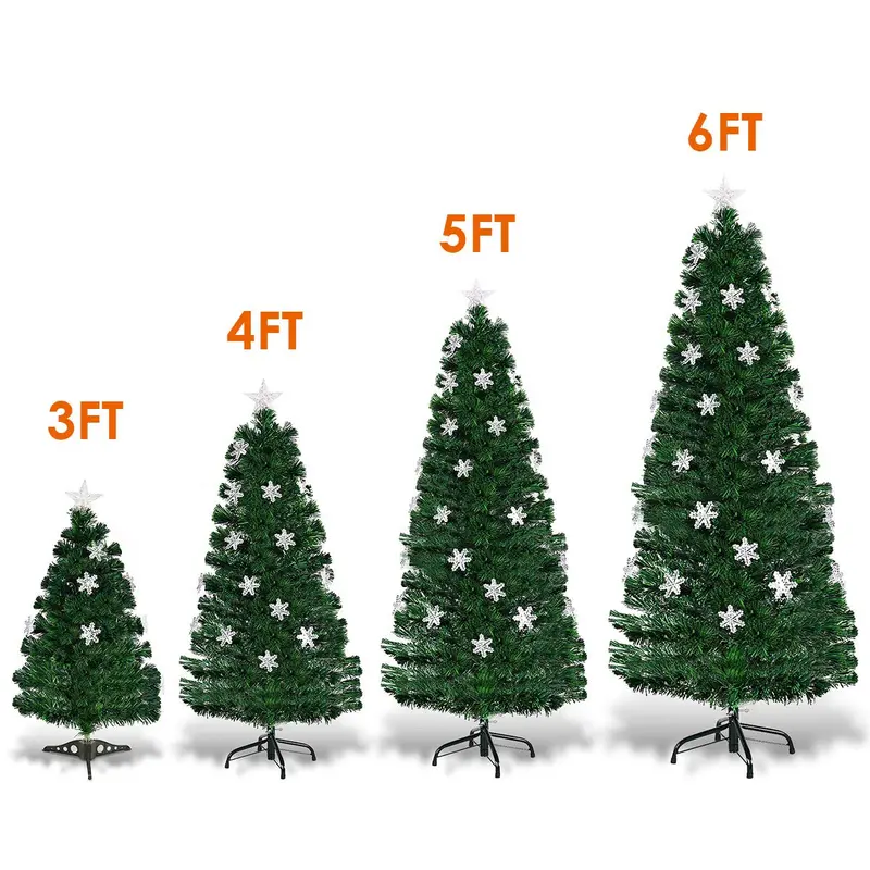 4-Foot Pre-Lit Fiber Optic Christmas Tree – Festive Artificial Xmas Tree with Snowflake LED Lights