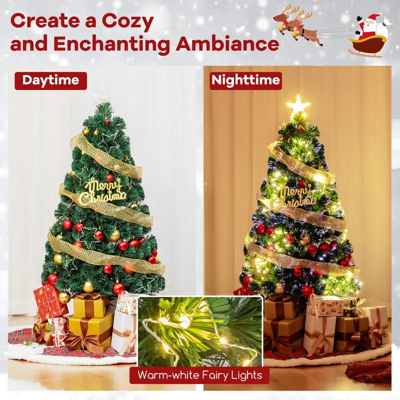 4-Foot Pre-Lit Fiber Optic Christmas Tree with Star Topper and Metal Stand 2