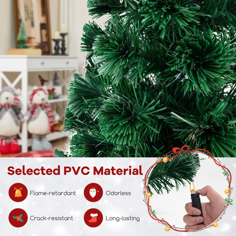 4-Foot Pre-Lit Fiber Optic Christmas Tree with Star Topper and Metal Stand