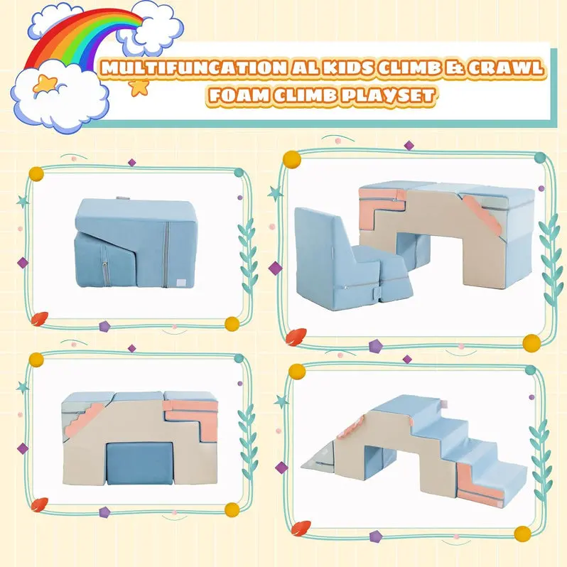 4-in-1 Foam Climbing Blocks for Toddlers – Soft Indoor Playset