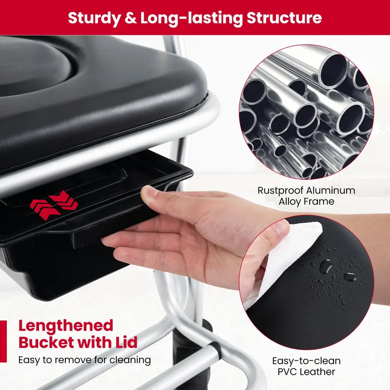 4-in-1 Foldable Shower Commode Wheelchair – 330-Pound Capacity with Armrests
