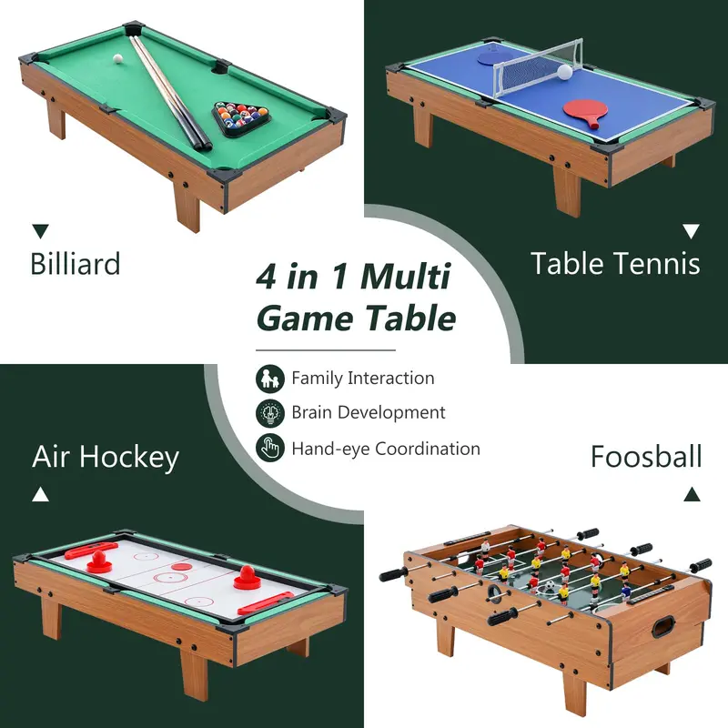 4-in-1 Multi-Game Table – Convertible Recreation Center Featuring Pool, Billiards, Air Hockey & Table Tennis 2