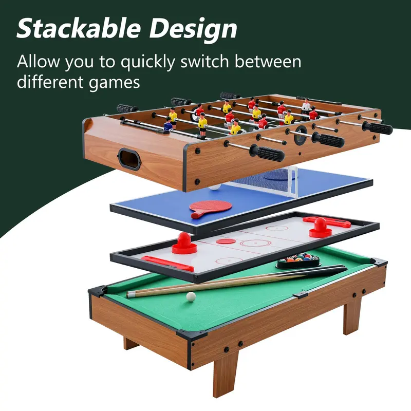 4-in-1 Multi-Game Table – Convertible Recreation Center Featuring Pool, Billiards, Air Hockey & Table Tennis