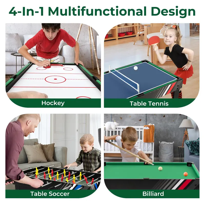 4-in-1 Multi-Game Table – Soccer, Air Hockey, Billiards & Ping Pong Combo 2