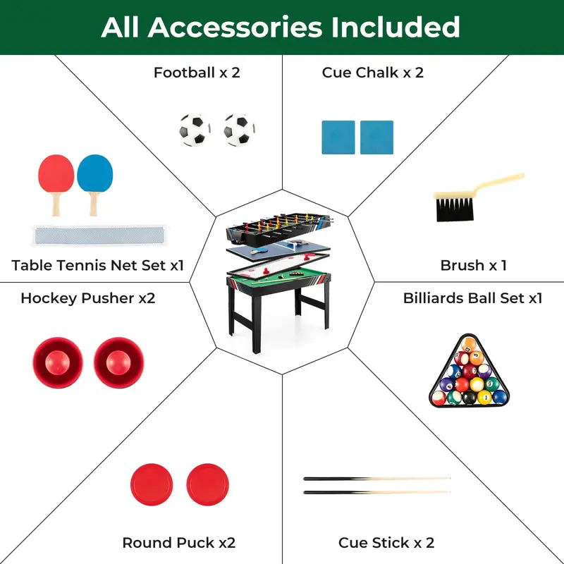 4-in-1 Multi-Game Table – Soccer, Air Hockey, Billiards & Ping Pong Combo